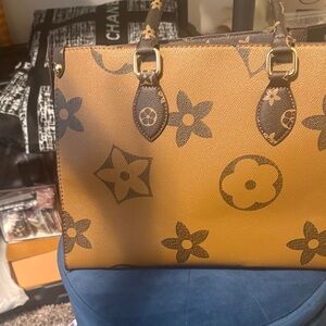 Brown Floral Patterned Women's Bag